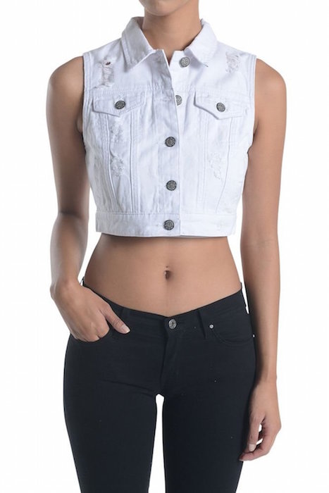 White jean vest on sale womens